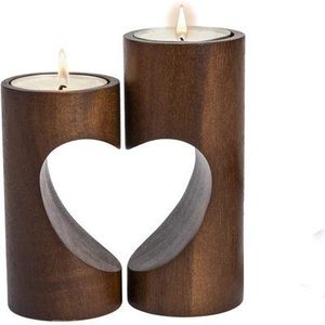 Heart Shape Wooden <b>Tea</b> Light Holder With Embossed Pattern Handmade Home Decoration Valentine's Day Gift - Product Image 6
