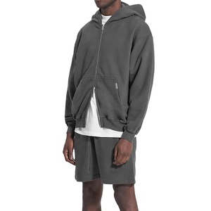 OEM personnalisé vintage sweat à capuche zippé surdimensionné unisexe jogging survêtements en coton survêtement deux pièces pantalon ensemble hommes 2025 motif imprimé - Product Image 4