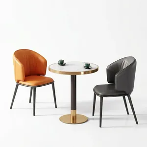Ensemble de mobilier de bistrot moderne sur mesure en acier inoxydable avec chaises rembourrées confortables pour une salle à manger élégante en extérieur et en intérieur - Product Image 3