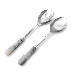 Luxury Metal Salad Serving Set White Handle <b>Mirror</b> Finish Flatware for Modern Dining <b>Table</b> Decoration - Product Image 4