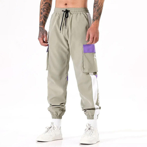 OEM Custom Men's Streetwear Cargo Jogger Pants Color Block Multi-Pocket Elastic Waist <b>Drawstring</b> <b>Trousers</b> Wholesale B2B - Product Image 1