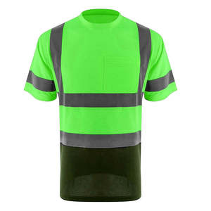 T-shirt de travail de sécurité haute visibilité personnalisé à manches régulières pour la construction, respirant, avec bandes réfléchissantes sur le devant - Product Image 1