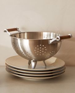 Round Stainless Steel <b>Colander</b> For Washing Leafy Greens Fruits Pasta And Vegetables With Easy Grip Handles - Product Image 1