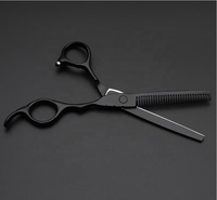 Ensemble de ciseaux de coiffeur professionnels en titane noir et or 2 pièces avec étiquettes et couleurs personnalisées