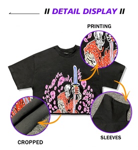 เสื้อยืดทรงบ็อกซ์คัทแบบเรียบสำหรับผู้ชาย สไตล์สตรีทแวร์ ตัดเย็บทรงโอเวอร์ไซส์ เนื้อผ้าคอตตอน 100% หนานุ่ม ทรงหลวมไหล่ตก ทรงบ็อกซ์ฟิต แบบครอป - Product Image 4