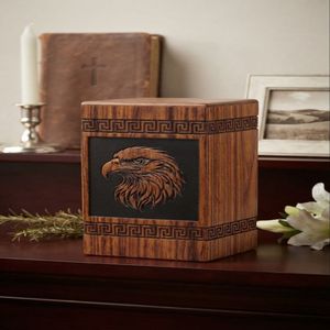 Voxo International Wooden Cremation Urn Brown 200 Cubic Inch Adult <b>Memorial</b> <b>Keepsake</b> <b>Box</b> Customizable Designs 1 Year Warranty - Product Image 2