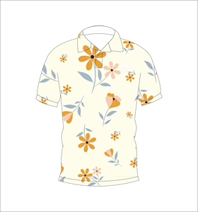 Men’s Cream Floral Print Polo Shirt Casual Summer Short Sleeve <b>Flower</b> Pattern Polo Tee - Product Image 4