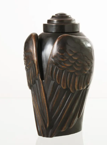 Urne funéraire personnalisée de luxe en métal finition bronze avec ailes d'ange sculptées, fournisseur d'usine pour commémoration et rangement funéraire - Product Image 2