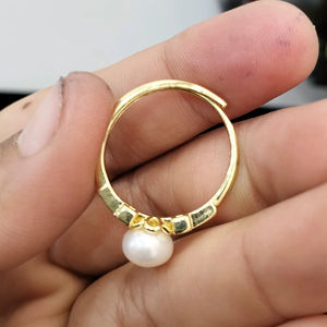 Anillo Ajustable con Perla de Agua Dulce en Forma de T, Diamante Americano y Diseño Floral, Talla Única, Banda Abierta, Joyería de Perlas, Anillo Redimensionable, Proveedor - Product Image 3