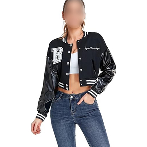 OEM ODM Street Style <b>Letter</b> Embroidery Fleece Lining Long Sleeve Stand Collar Lightweight Casual College Baseball <b>Jacket</b> For <b>Men</b> - Product Image 1