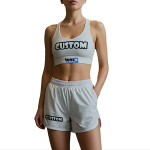 Ensemble de vêtements de sport pour femmes en polyester et élasthanne, logo personnalisé sur le devant, OEM ODM, séchage rapide, débardeur et short - Product Image 3