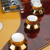 A06BB Electric Guitar Parts & Accessories Brass Gold Knobs with Mother of Pearl Tops Made in Korea
