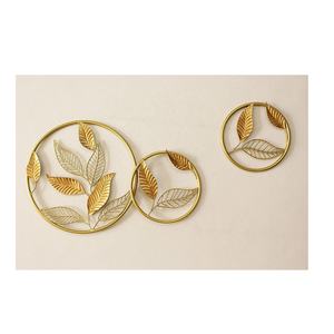 Décoration murale feuille d'or Art mural moderne Décoration intérieure Lot de 3 tentures murales en métal Décoration pour salon, bureau, chambre à coucher, hôtel - Product Image 5