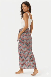 Falda multicolor con abertura y lazo en forma de chevron - Product Image 4