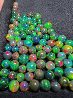 Perles de pierres précieuses opale noire éthiopienne naturelle de qualité AAA, taille brillant, 3mm-5mm, avec jeu de couleurs/effet de feu, fournitures pour la fabrication de bijoux