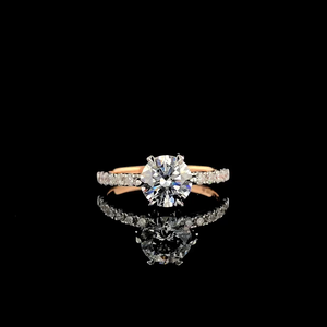Anillo de Compromiso con Diamante Cultivado en Laboratorio, Corte Redondo, Oro Blanco de 14K con Baño de Rodio, Estilo Moderno, Certificado IGI, Color E, VVS2, para Mujer - Product Image 1