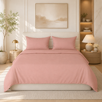 Juego de Sábanas de Algodón Puro de 300 Hilos, Color Peach Mist, para una Decoración de Dormitorio de Lujo, Ropa de Cama Elegante para Hotel y Comodidad Moderna para el Hogar