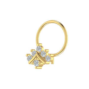 เครื่องประดับทรงแหลมสีทอง14K ดีไซน์ยอดสง่างามพร้อมหมุดจมูกเพชรธรรมชาติ0.11ct - Product Image 4