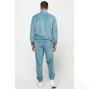 Survêtement Homme en Velours Imprimé Personnalisé avec Logo, Marque Privée, Bleu, Sportswear Tendance, Cordon de Serrage, 100% Velours - Product Image 4