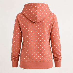 Sudadera con Capucha Personalizable para Mujer, Color Coral Empolvado, Estilo Relajado y Femenino, Talla Mediana, con Estampado de Puntos, en Felpa Suave de Bambú y Algodón - Product Image 2