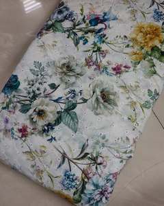 Tissu imprimé numérique de qualité export, motif floral, polyester, coton, rayonne, pour robe, chemisier, vêtements pour femmes - Product Image 1