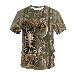 Ropa de Caza para Hombre, Camiseta de Caza de Algodón con Camuflaje, Camiseta Deportiva de Manga Corta 100% Poliéster con Camuflaje - Product Image 1