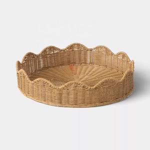 Rectangle Bohemian Design Single Tier Rattan Foldable Storage <b>Tray</b> <b>Table</b> Organizer for Kitchen Use Unfinished Sustainable - Product Image 1