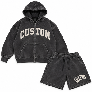 <b>Men's</b> <b>Hoodie</b> & <b>Shorts</b> <b>Set</b> Solid Breathable Casual Tracksuit Spring Wear Cotton Fleece Sweatshirt Outfit - Product Image 5