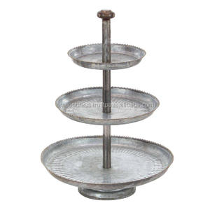 High Quality Metal Iron Galvanized Three Tire Cake Stand Unique Design Antique Galvanize Metal Cake Stand <b>Cupcake</b> Stand - Product Image 6