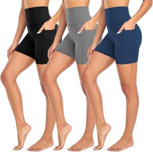 Shorts Deportivos de Yoga para Mujer, Spandex/Poliéster, Cintura Alta, Ajustados, Transpirables, de Secado Rápido, para Entrenamiento, Running, Fitness, Lavados - Product Image 1
