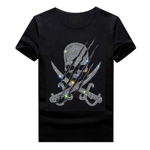 Camiseta Blanca Oversize para Mujer 2026 con Estampado de Estrellas de Diamantes de Imitación, Hombros Caídos, Cuello Redondo, Ajuste Holgado, Primavera Verano - Product Image 1