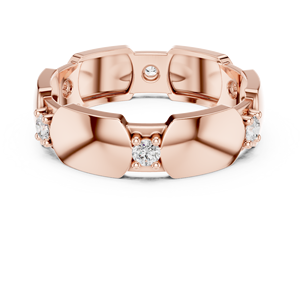Bague de luxe géométrique à maillons diamantés en or rose avec accents ronds brillants et design contemporain - Product Image 3