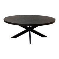 2024 Table à manger industrielle ovale noire finie Table à manger industrielle en bois de manguier 160 CM meubles de salle à manger