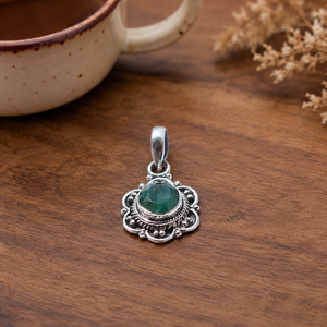 Vintage Natural Green <b>Emerald</b> Flower <b>Pendant</b> Necklace 925 Sterling Silver Rose Gold Yellow Gold Plated Handmade Gemstone Jewelry - Product Image 1