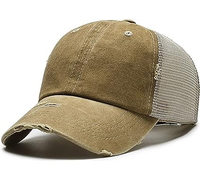 Gorra Trucker Coral Lavada de 6 Paneles con Malla Trasera Ajustable Unisex Estilo Casual Primavera Verano