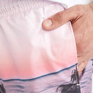 Shorts de Baño Premium para Hombre |   Pantalones Cortos de Playa de Secado Rápido con Degradado de Palmeras al Atardecer, Ropa Urbana de Verano para Surf, Shorts Deportivos con Forro - Product Image 5