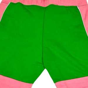 AKA กางเกงขาสั้นผ้าฟลีซ สีชมพู สีเขียว ทรงยูนิเซ็กส์ เสื้อผ้าลายตัวอักษรกรีก กางเกงขาสั้นลำลองใส่สบาย คุณภาพพรีเมียม ผ้าเนื้อนุ่ม - Product Image 6