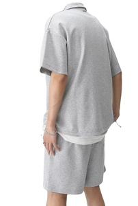 Ensemble deux pièces d'été en polyester/coton grande taille pour homme, style urbain, décontracté, short et manches courtes, séchage rapide - Product Image 3