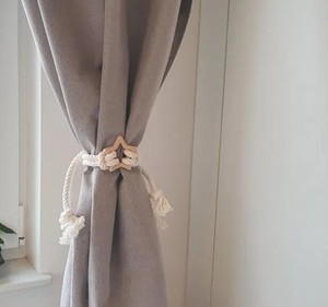 Sujetador de Cortina Estrella – Cuerda de Algodón y Decoración de Madera - Product Image 2