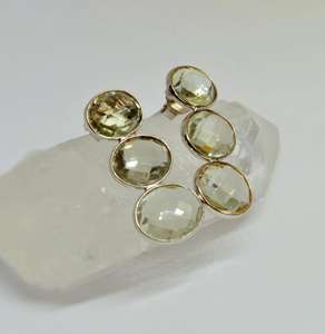 <b>Green</b> Amethyst Quartz Bezel Stud <b>Earring</b> - Round Shape Gemstone 925 Sterling Silver <b>Earring</b>, Faceted Gemstone Minimalist Jewelry - Product Image 5
