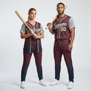 Maillots de baseball uniformes personnalisés en maille unie pour hommes, brodés, à col en V, par sublimation, vente en gros, pour jeunes - Product Image 2