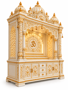 Marble Look Hand Carved Wooden <b>Mandir</b> Bollywood-Style Wooden Pooja <b>Mandir</b> with Domes Hindu Pooja <b>Mandir</b> in Solid Teak Wood USA - Product Image 3