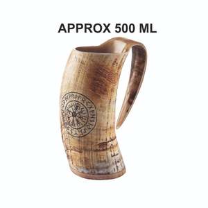 Auténtica Taza de Cuerno de Búfalo Hecha a Mano, Taza de Cuerno para Beber, Grabada a Mano, para Cerveza/Vino/Leche - Product Image 3