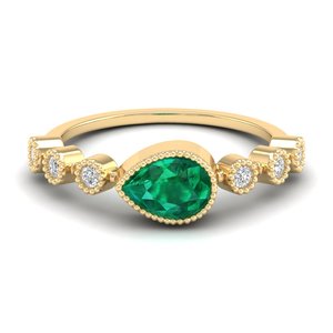 Bague REYES au design classique en or massif 14 carats avec moissanite certifiée GRA pour femme, coupe poire, 0,75 carat, émeraude, anneaux en or. - Product Image 6