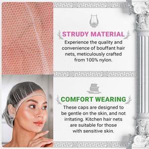 Confezione 100 bianco monouso 21 pollici Nylon capelli Unisex cuffia per capelli con bordo elastico per servizi di ristorazione e uso chirurgico - Product Image 3