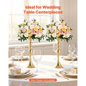 16 Vases de banquet en cristal de 15 pouces de hauteur, centres de table floraux pour mariage, installation facile, bougeoirs en métal - Product Image 2