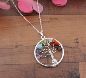 Pendentif Arbre de Vie en pierres précieuses multicolores bleues naturelles, argent sterling 925, collier vintage, pierre de naissance de décembre, bijoux en pierres précieuses bleues - Product Image 6