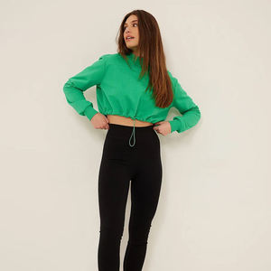 Sudadera Corta para Mujer, 100% Algodón, Cuello Redondo, Estilo Urbano, Informal, para Entrenamiento, de Corte Corto - Product Image 1