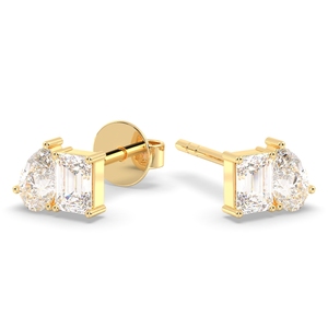 ต่างหูเพชรโมอิสซาไนต์ทองคำแท้ 14K แบบเกลียวหลัง สำหรับผู้หญิง เครื่องประดับหรูหราสำหรับงานแต่งงานและงานหมั้น ราคาขายส่ง REYES - Product Image 2