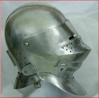 Réplique de casque de tournoi de chevalier en armure fermée, acier poli de calibre 18, traditionnel